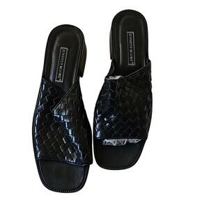 Jennifer Moore Black Woven Slide Sandals